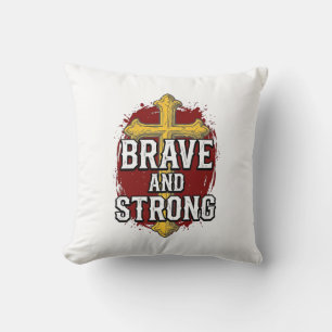 Brave and Strong Vintage Cross Shirt Design_1 Cushion