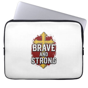 Brave and Strong Vintage Cross Shirt Design_1 Laptop Sleeve