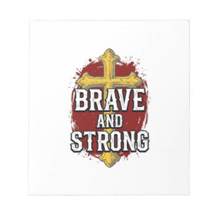 Brave and Strong Vintage Cross Shirt Design_1 Notepad