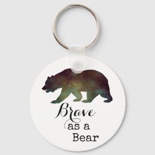 Brave as a Bear Watercolor Typography Key Ring