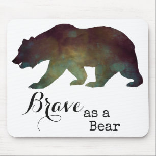 Brave as a Bear Watercolor Typography Mouse Mat