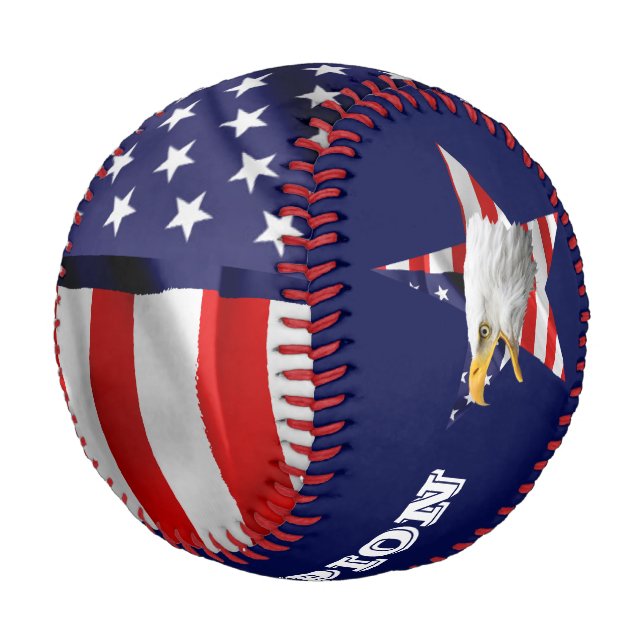 Brave Bald Eagle, The American Flag, Star Baseball (Angled)