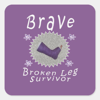 Brave broken leg survivor girls square sticker