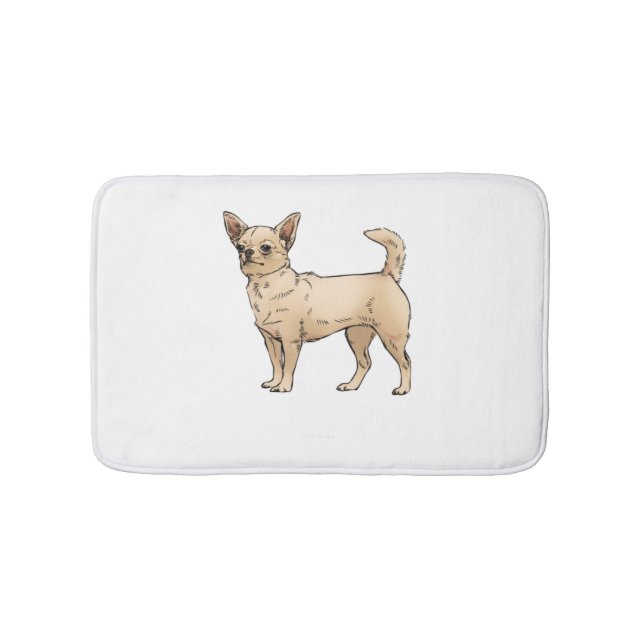 Brave Chihuahua Blue Bath Mat (Front)