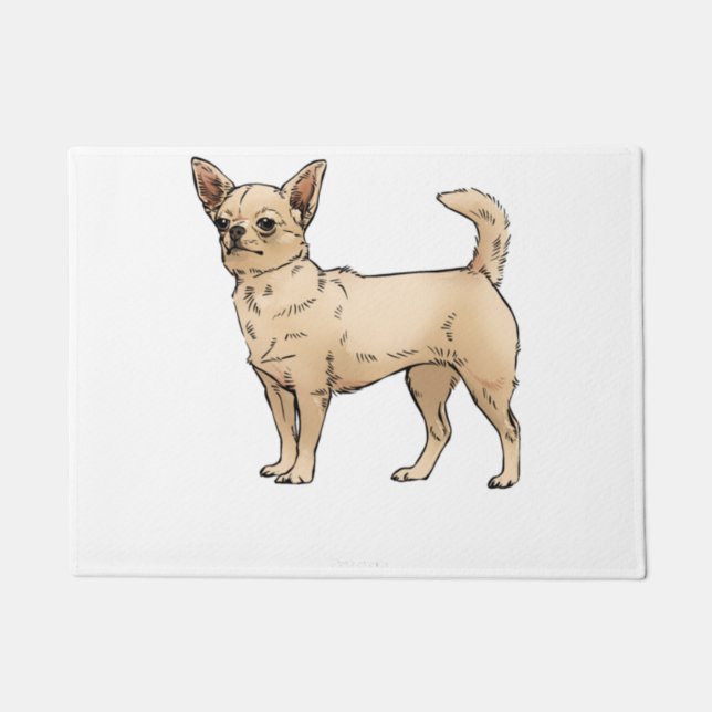 Brave Chihuahua Blue Doormat (Front)