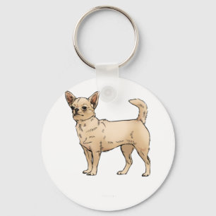 Brave Chihuahua Blue Key Ring