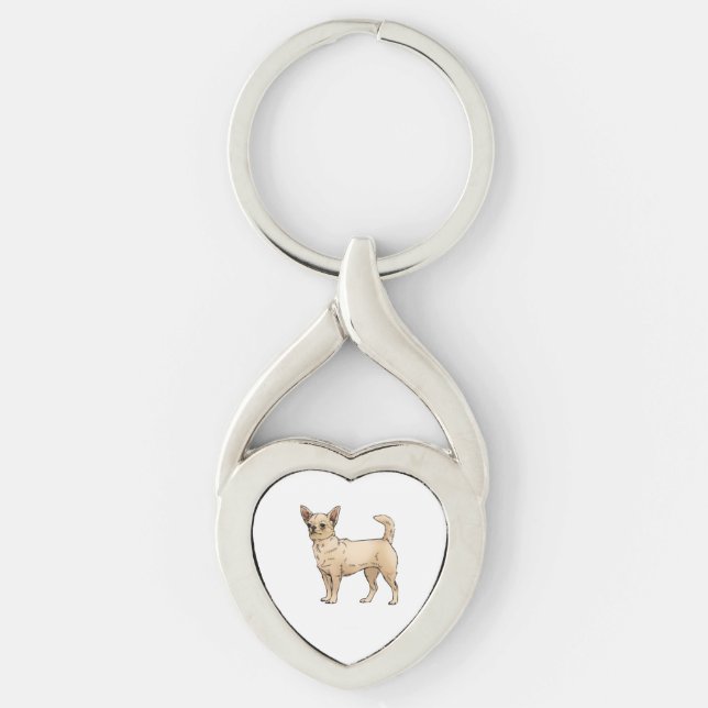 Brave Chihuahua Blue Key Ring (Front)
