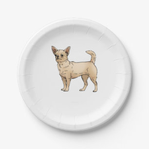 Brave Chihuahua Blue Paper Plate