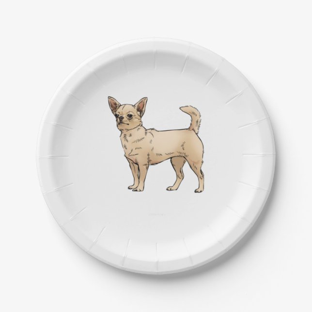 Brave Chihuahua Blue Paper Plate (Front)