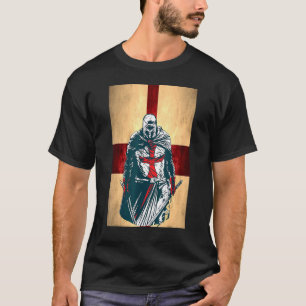 Brave Christian Crusader Warrior England Flag Knig T-Shirt
