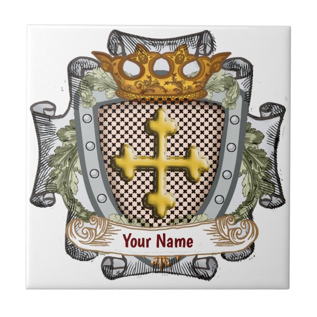Brave Family Crest Surname Tile (Front)