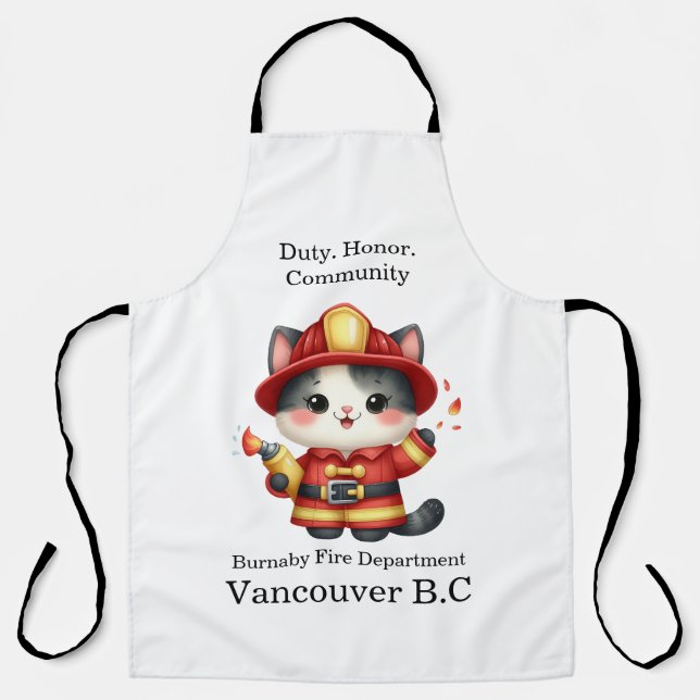 Brave firefighter cat ready to save! apron (Front)