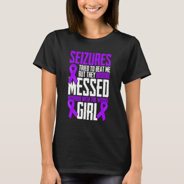 Brave Girl Epilepsy Warrior Saying Epilepsy Awaren T-Shirt (Front)