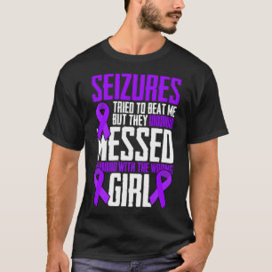 Brave Girl Epilepsy Warrior Saying Epilepsy Awaren T-Shirt