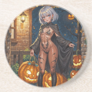 Brave Halloween Girl Trick or Treat Bodypainting Coaster