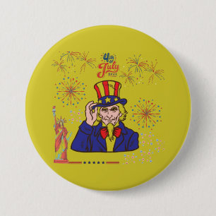 Brave hearts celebration greenish yellow 7.5 cm round badge