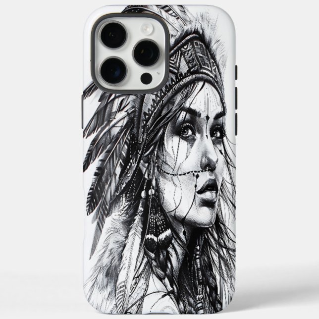 Brave Indian girl warrior in tribal dress Case-Mate iPhone Case (Back)