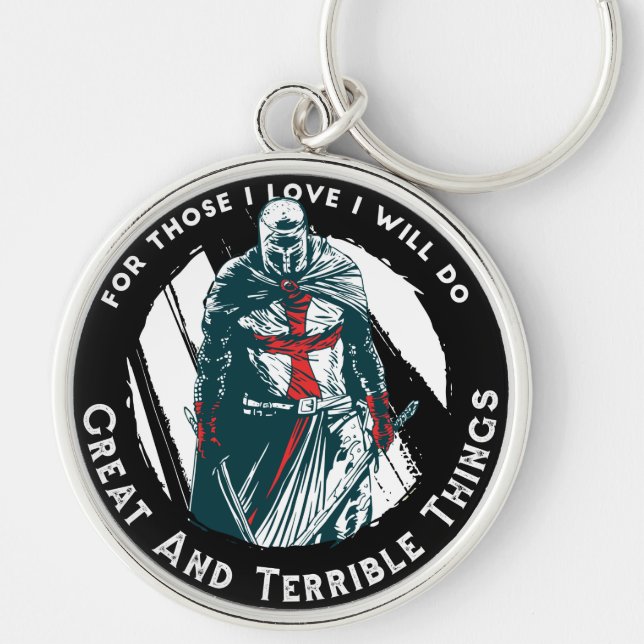 Brave Knight Quote Design Key Ring (Front)