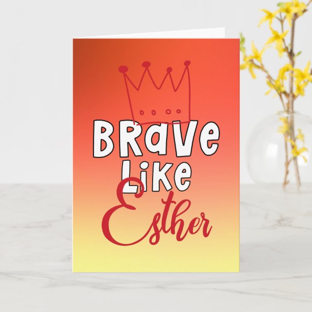 Brave Like Esther - Inspiring Jewish Purim Art Card (Yellow Flower)