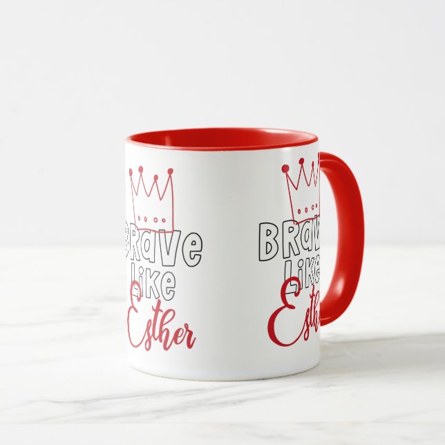 Brave Like Esther - Inspiring Jewish Purim Art Mug (Front Right)