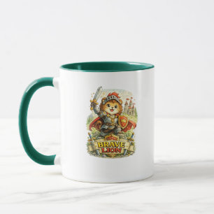 Brave Lion Knight Cute Fantasy Coffee Mug