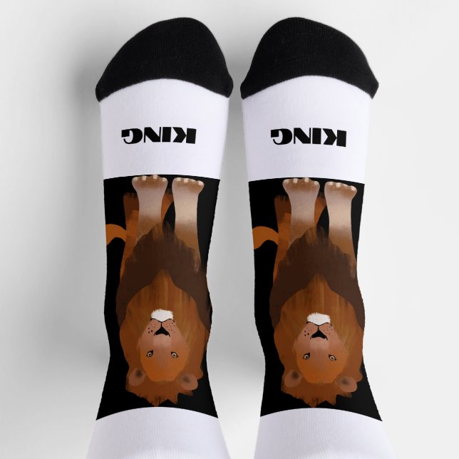 Brave Lion with King Text Printed Stylish Look Socks (Top)