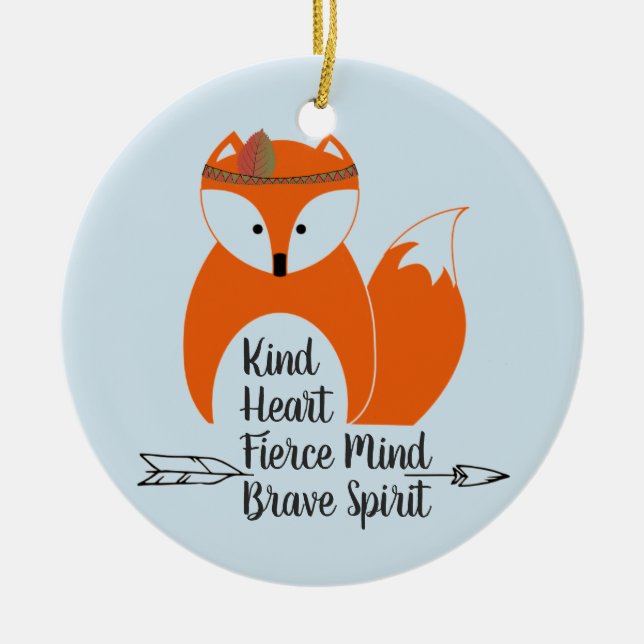 Brave Little Fox Ceramic Tree Decoration (Front)