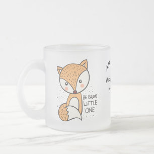 Brave little fox, cute fox drawing custom frosted glass coffee mug