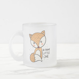 Brave little fox, cute fox drawing frosted glass coffee mug