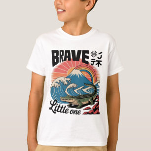 Brave Little One Crocodile Art - Retro Japanese T-Shirt