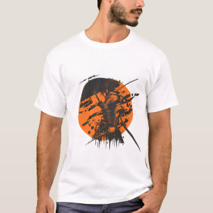 Brave Man Graphic T-Shirt   Black & Orange Design