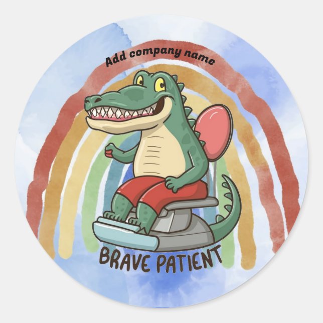 brave patient crocodail dentist  classic round sticker (Front)