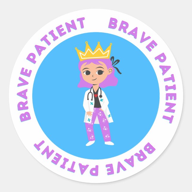 Brave patient sticker for kids in hospital blue bg (Front)