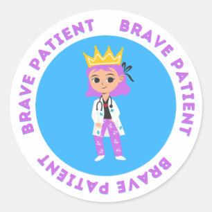 Brave patient sticker for kids in hospital blue bg