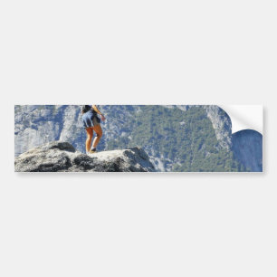 Brave Person Walking Out On The Glacier Point Ledg Bumper Sticker