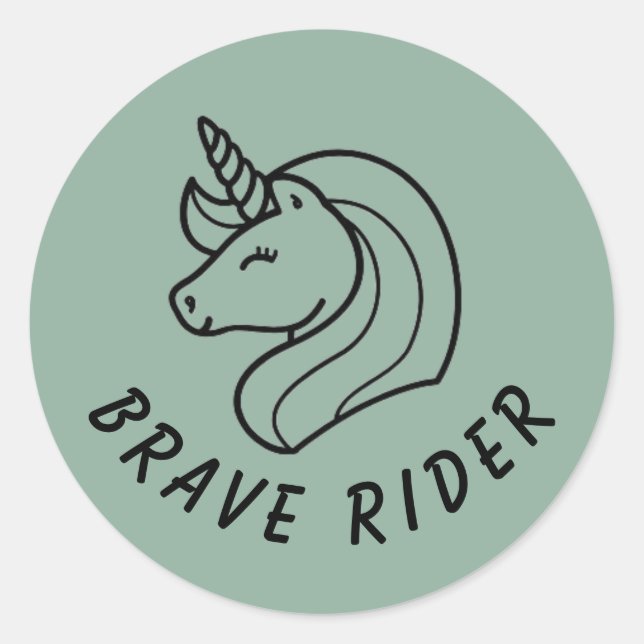Brave Rider Green Classic Round Sticker (Front)