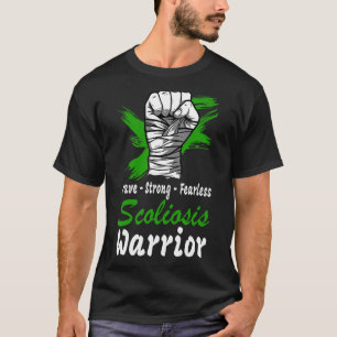 Brave Strong Fearless Scoliosis Warrior Green Ribb T-Shirt