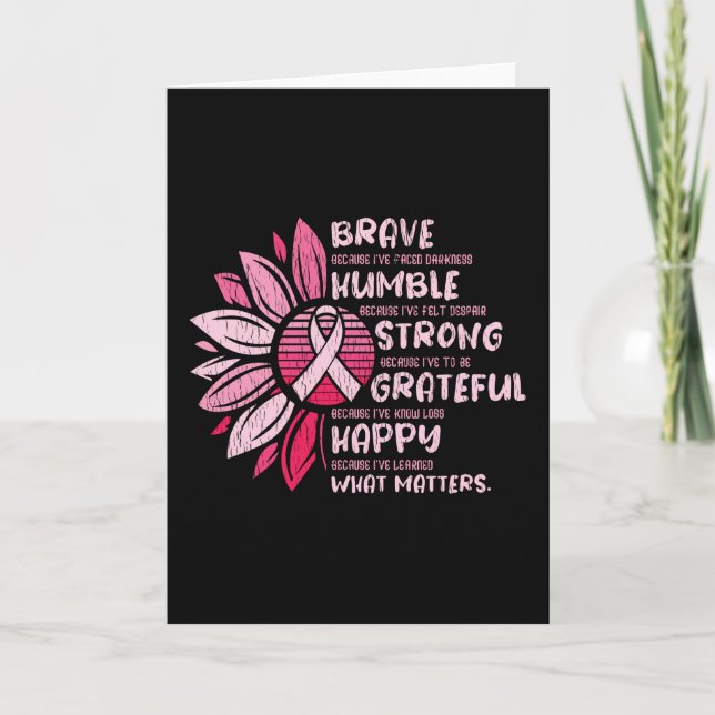 Brave Strong Grateful Breast Cancer Awareness Card (Front)
