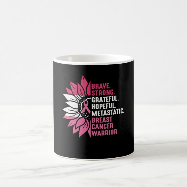 Brave Strong Grateful Breast Cancer Awareness Coffee Mug (Center)