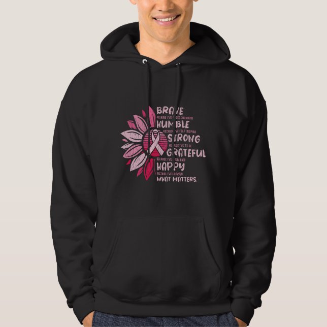 Brave Strong Grateful Breast Cancer Awareness Hoodie (Front)