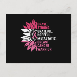 Brave Strong Grateful Breast Cancer Awareness Postcard