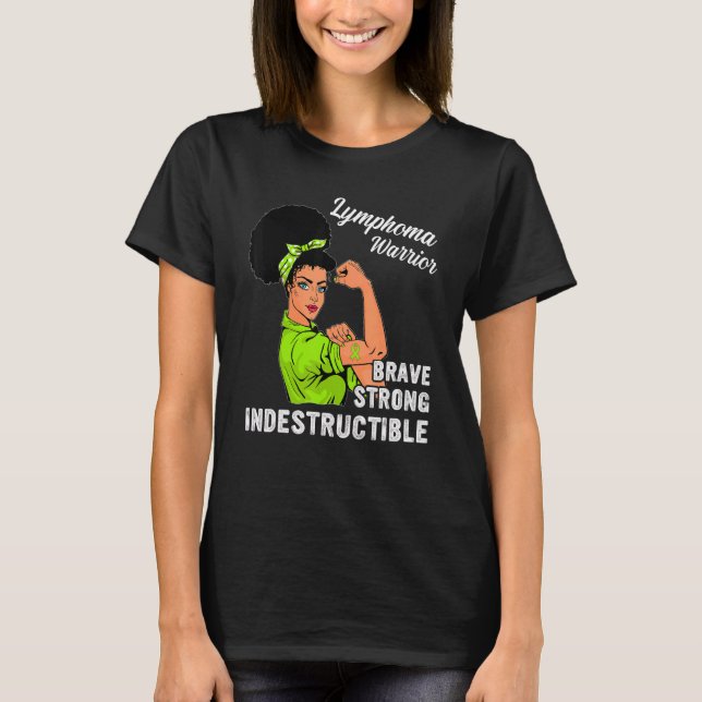 Brave Strong Lymphoma Awareness Warrior Black Wome T-Shirt (Front)