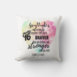 Brave Strong Quote Granddaughter Sweet16 Custom Cushion