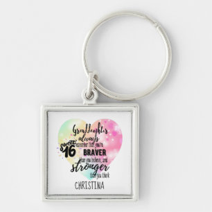 Brave Strong Quote Granddaughter Sweet16 Custom Key Ring