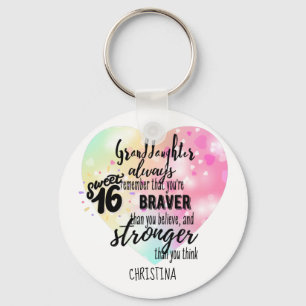 Brave Strong Quote Granddaughter Sweet16 Custom Key Ring