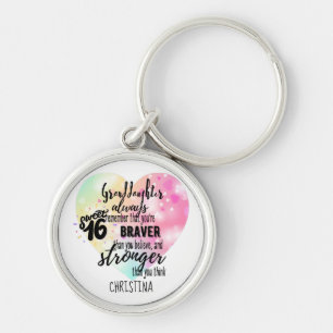 Brave Strong Quote Granddaughter Sweet16 Custom Key Ring