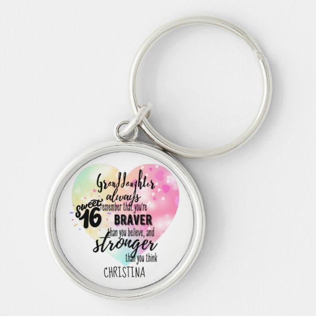 Brave Strong Quote Granddaughter Sweet16 Custom Key Ring (Front)