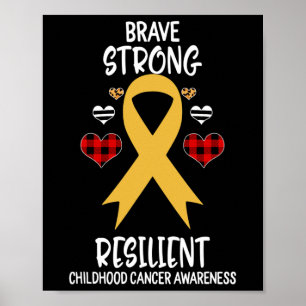 Brave Strong Resilient Childhood Cancer Awareness Poster