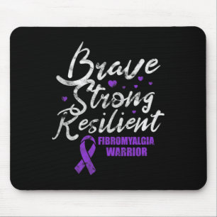 Brave Strong Resilient Fibro Awareness Grunge Mouse Mat