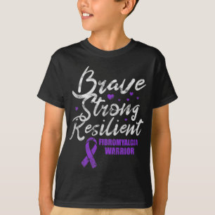 Brave Strong Resilient Fibro Awareness Grunge T-Shirt